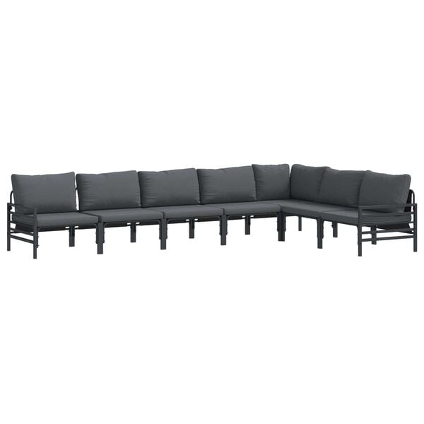 vidaXL Hagesofa Set med pute 7 pcs Svart Stål