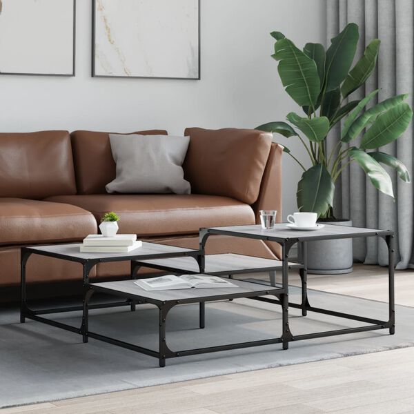 vidaXL Salongbord grå sonoma 107x107x40 cm konstruert tre