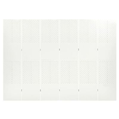vidaXL Romdeler med 6 paneler hvit 240x180 cm stål