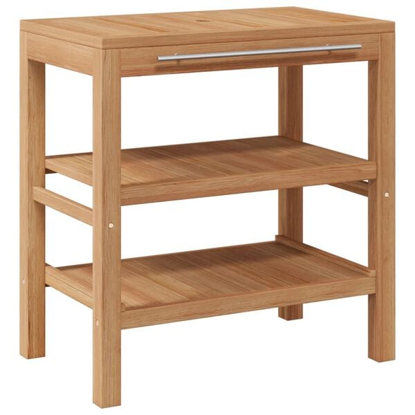 vidaXL Baderomshylle heltre teak med vaskesk&aring;ler av elvestein