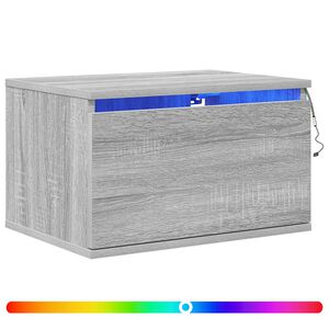 vidaXL Vegghengt nattbord med LED-lys gr&aring; sonoma