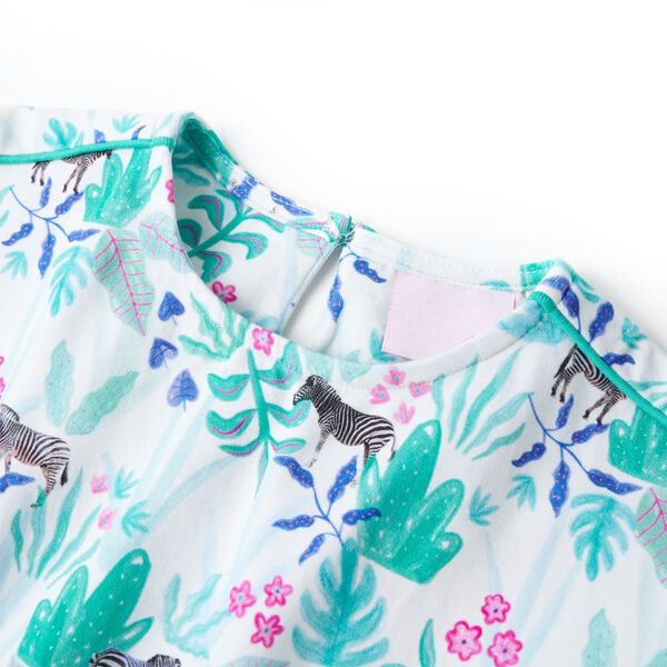 Barnekjole ecru og mørkemynte 116