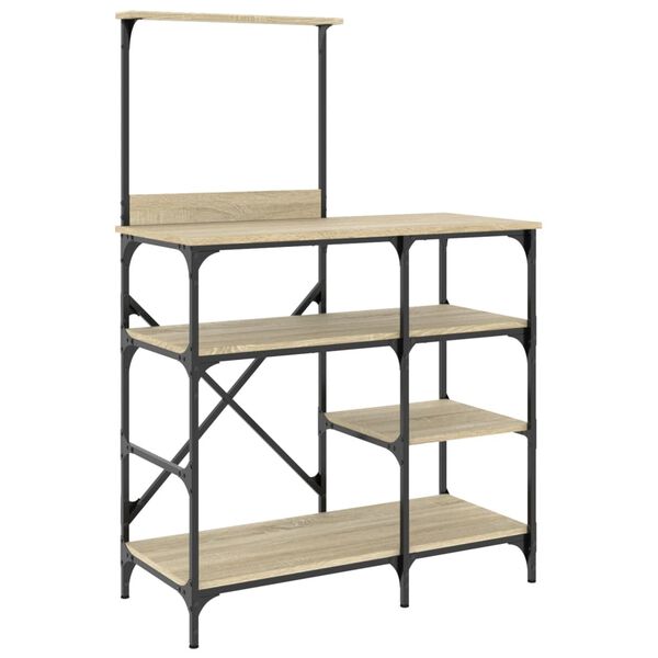 vidaXL Bakehylle sonoma eik 90x40x132 cm konstruert tre og metall