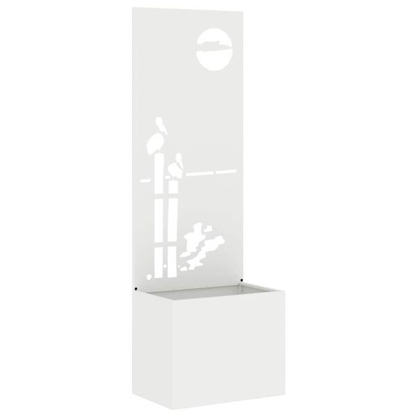 vidaXL Hageprivat skjerm Fretwork Hvit 50 x 140 cm Kaldvalsest&aring;l