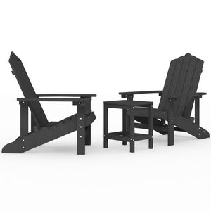 vidaXL Adirondack hagestoler med bord HDPE antrasitt