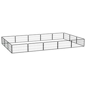 vidaXL Hundegrind med 16 paneler svart 100x50 cm pulverlakkert st&aring;l