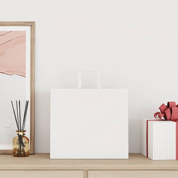 vidaXL Papirposer 50 stk med håndtak hvit 32x22x28 cm