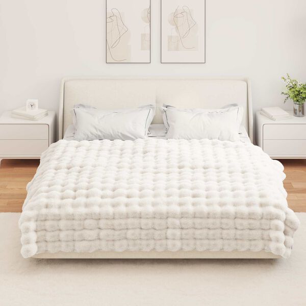 vidaXL Skliikkerteppe / pledd i kunstig kaninpels Olite Hvit Polyester