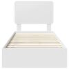 vidaXL Seng med Oppbevaring med skuff Hvit 75 x 190 cm Konstruert tre