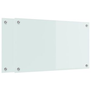 vidaXL Kj&oslash;kkenbenkplate 2 stk. Hvit 70 x 40 cm herdet glass
