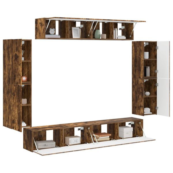 vidaXL TV-skap 8 pcs R&oslash;kt eik