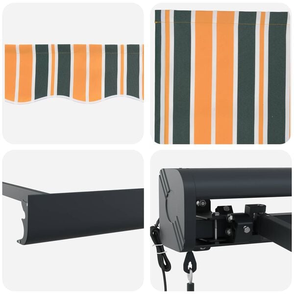 vidaXL Markise Grønn og gul 350 x 250 x 165 cm Polyester og aluminium