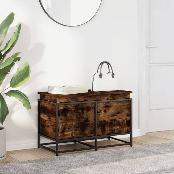 vidaXL Oppbevaringsboks med lokk røkt eik 80x40x51,5 cm konstruert tre