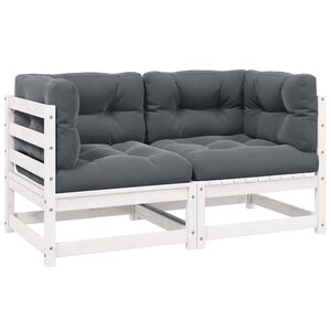 vidaXL 2-seters hagesofa med puter hvit heltre furu