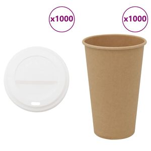 vidaXL Papir kaffekopper med lokk 1000 stk 16oz 400 ml