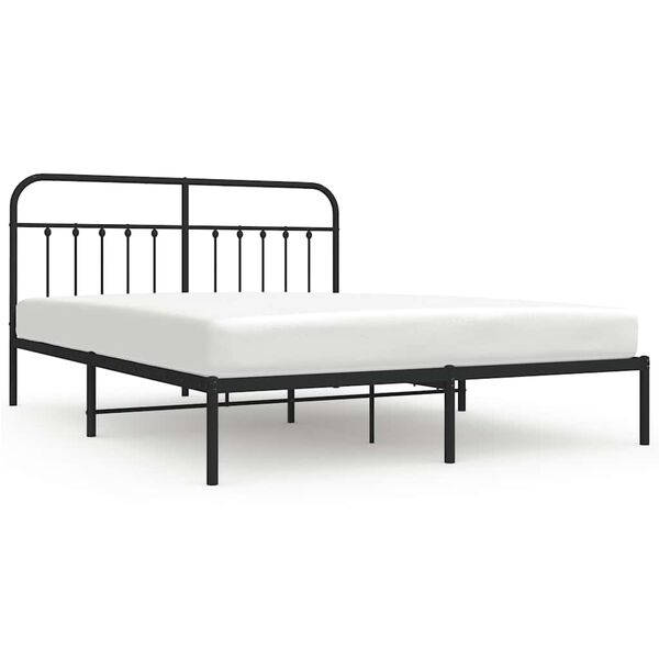 vidaXL Sengeramme i metall med sengegavl svart 183x213 cm