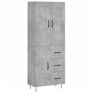 vidaXL Highboard betonggr&aring; 69,5x34x180 cm konstruert tre