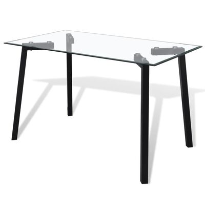 vidaXL Spisebord med glassplate og svarte føtter