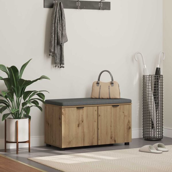 vidaXL Gangbenk med pute med lagring Artisan Eik 80 x 46 x 46 cm