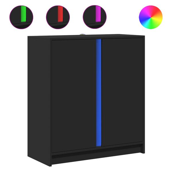 vidaXL Skjenk med LED svart 77x34x85 cm konstruert tre