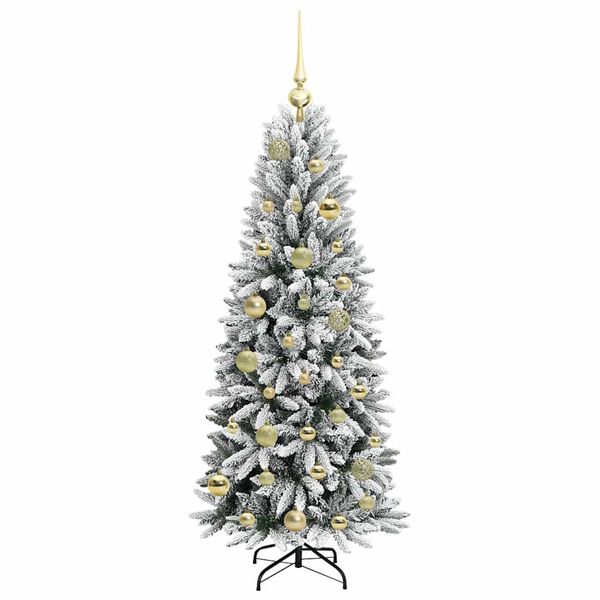 vidaXL Kunstig juletre med 150 LED Hvit 120 cm PVC, plast, st&aring;l og PE