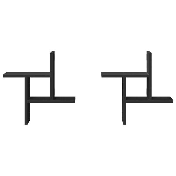 vidaXL Vegghyller 2 stk svart 38x12x38 cm konstruert tre