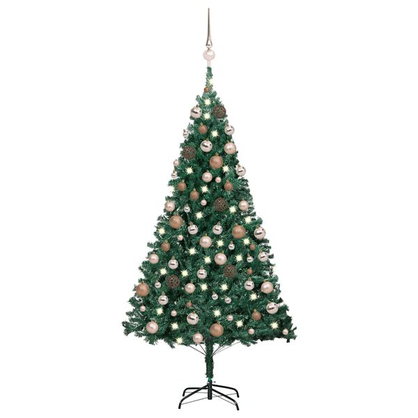 vidaXL Forh&aring;ndsbelyst kunstig juletre med kulesett gr&oslash;nn 120 cm PVC