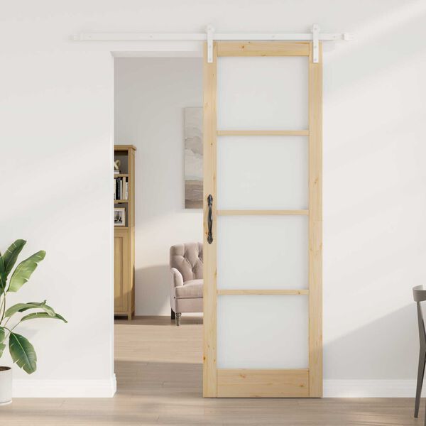 vidaXL Skyved&oslash;r ORKDAL Naturlig 78 x 232 cm Massivt furutre og glass