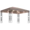 vidaXL Paviljong med LED-lysslynge 4x3 m gr&aring;brun