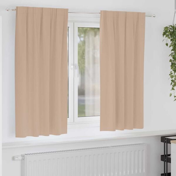 vidaXL M&oslash;rkleggende Gardiner med Ringer 2 pcs Gr&aring;brun 175 x 140 cm