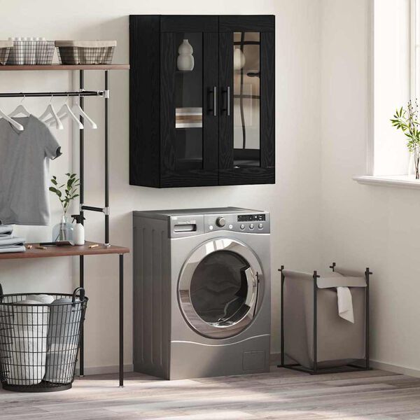 vidaXL Veggskap Veggmontert Svart eik 69.5 x 34 x 90 cm Konstruert tre