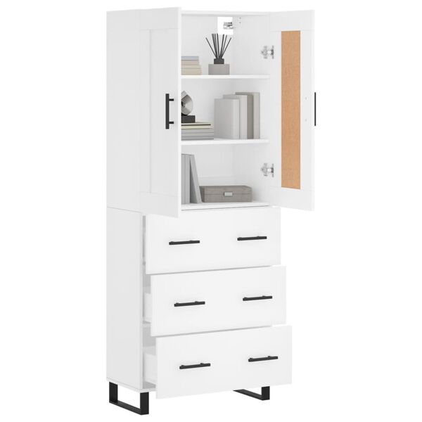 vidaXL Highboard hvit 69,5x34x180 cm konstruert tre