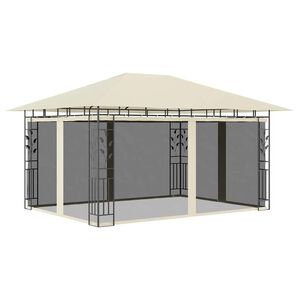 vidaXL Paviljong med myggnett 4x3x2,73 m kremhvit 180 g/m&sup2;