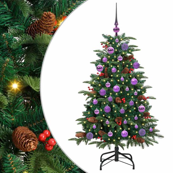 vidaXL Kunstig juletre med 150 LED gr&oslash;nn 120 cm PVC og Metall og Plast