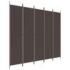 vidaXL Romdeler 5 paneler brun 250x220 cm stoff