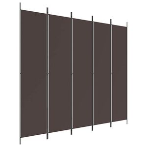 vidaXL Romdeler 5 paneler brun 250x220 cm stoff