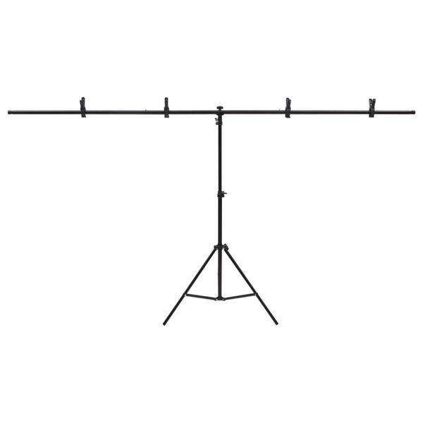 vidaXL Bakgrunnsstativ T-form svart 201x60x(70-200) cm