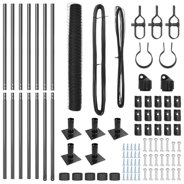 vidaXL Gjerdep&aring;le Gr&aring; 10 x 0,8 m (50 mm nett) St&aring;l og PVC