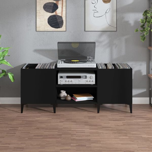 vidaXL Hifi-benk svart 121x38x48 cm konstruert tre