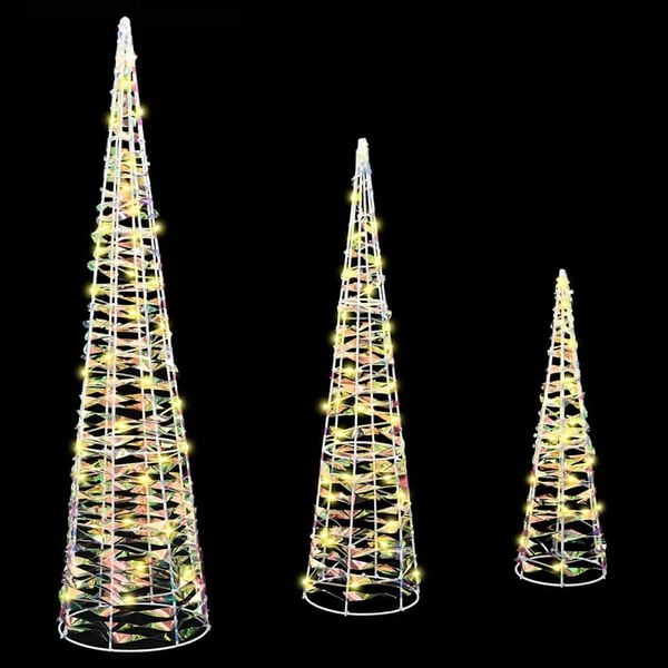 vidaXL Juletre med 90 LED 3 pcs Varmhvit 20 x 20 x 80 cm PET