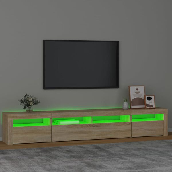 vidaXL TV-benk med LED-lys sonoma eik 240x35x40 cm