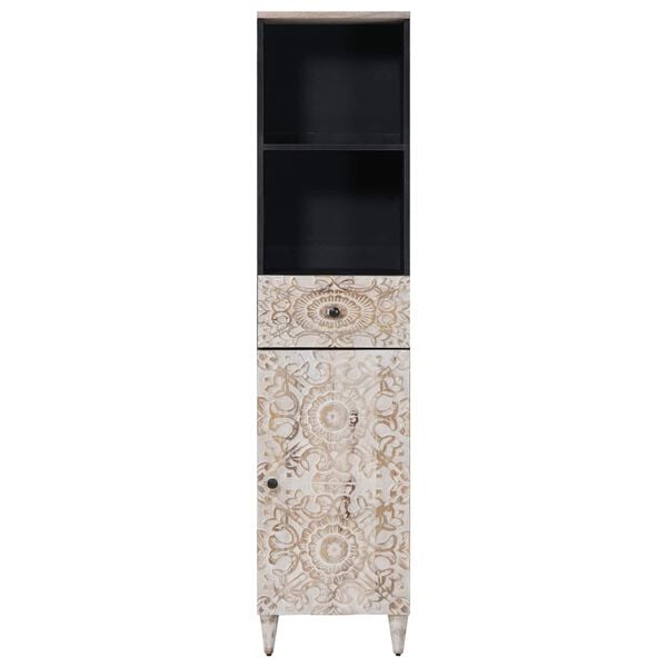 vidaXL Baderomsskap med skuff Hvit 38 x 33,5 x 160 cm Massiv mango tre