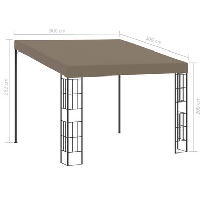 vidaXL Veggmontert paviljong 3x3 m gråbrun stoff