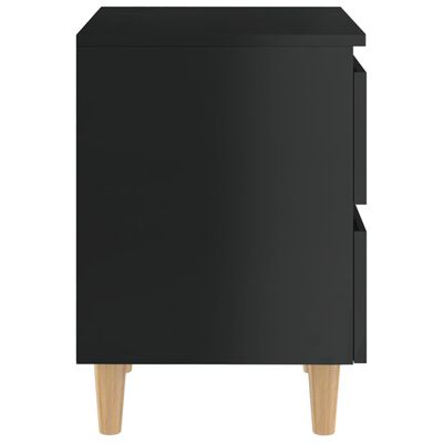 vidaXL Nattbord og furuben 2 stk høyglans svart 40x35x50 cm