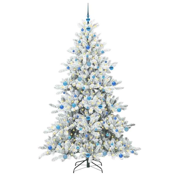 vidaXL Kunstig sammensatt juletre med 300 LED Hvit 210 cm PVC og st&aring;l