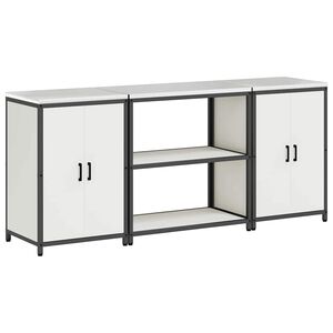 vidaXL Kj&oslash;kkenoppbevaringssett med hylle 3 pcs Hvit Kaldvalsest&aring;l