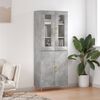 vidaXL Highboard betonggr&aring; 69,5x34x180 cm konstruert tre