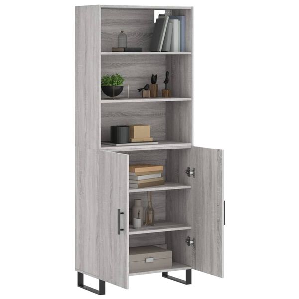 vidaXL Highboard gr&aring; sonoma 69,5x34x180 cm konstruert tre