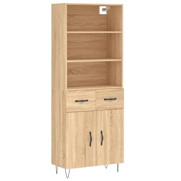 vidaXL Highboard sonoma eik 69,5x34x180 cm konstruert tre
