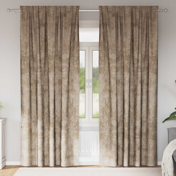 vidaXL Fl&oslash;yel Gardiner 2 pcs champagne 245 x 140 cm Fl&oslash;yel
